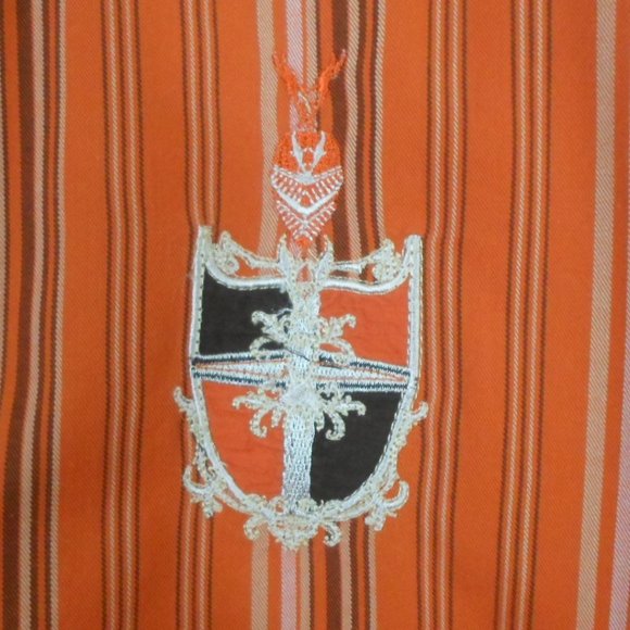 Knockout Button Up Long Sleeve Shirt Mens 3X Burnt Orange Striped Embroidered - Picture 3 of 9